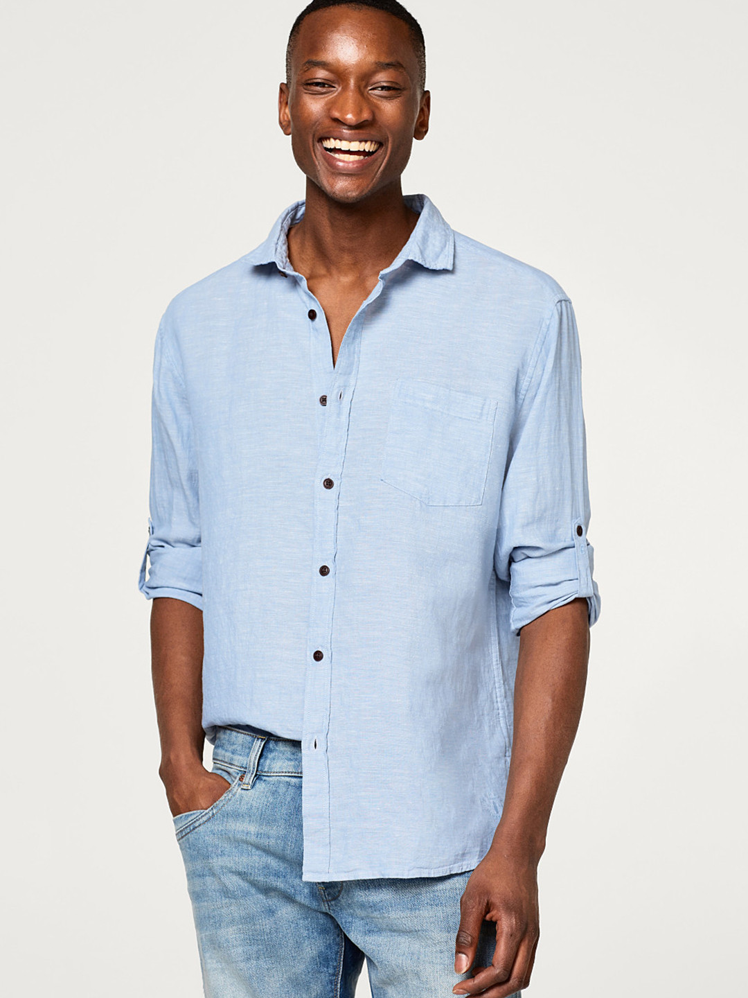 Buy ESPRIT Men Blue Regular Fit Solid Casual Shirt Shirts for Men