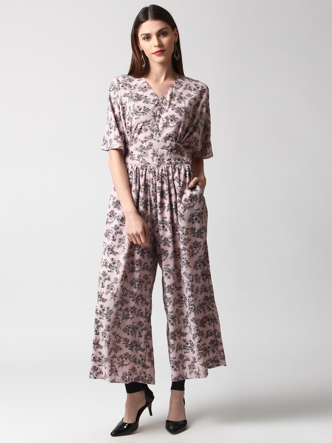 Buy Marie Claire Pink Printed Basic Jumpsuit - Jumpsuit for Women ...