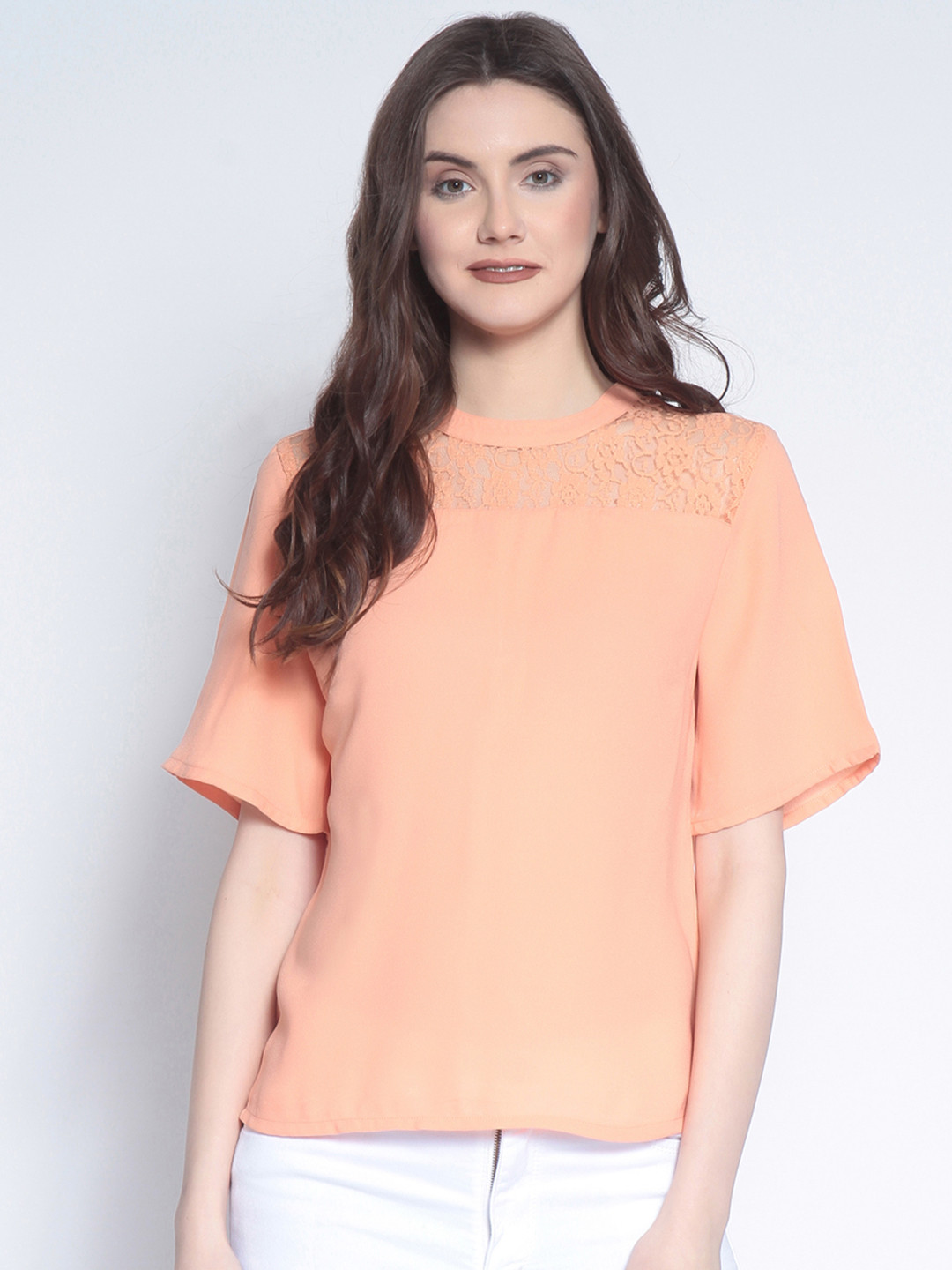 Buy RARE Women Peach Coloured Solid Top - Tops for Women 4374508 | Myntra