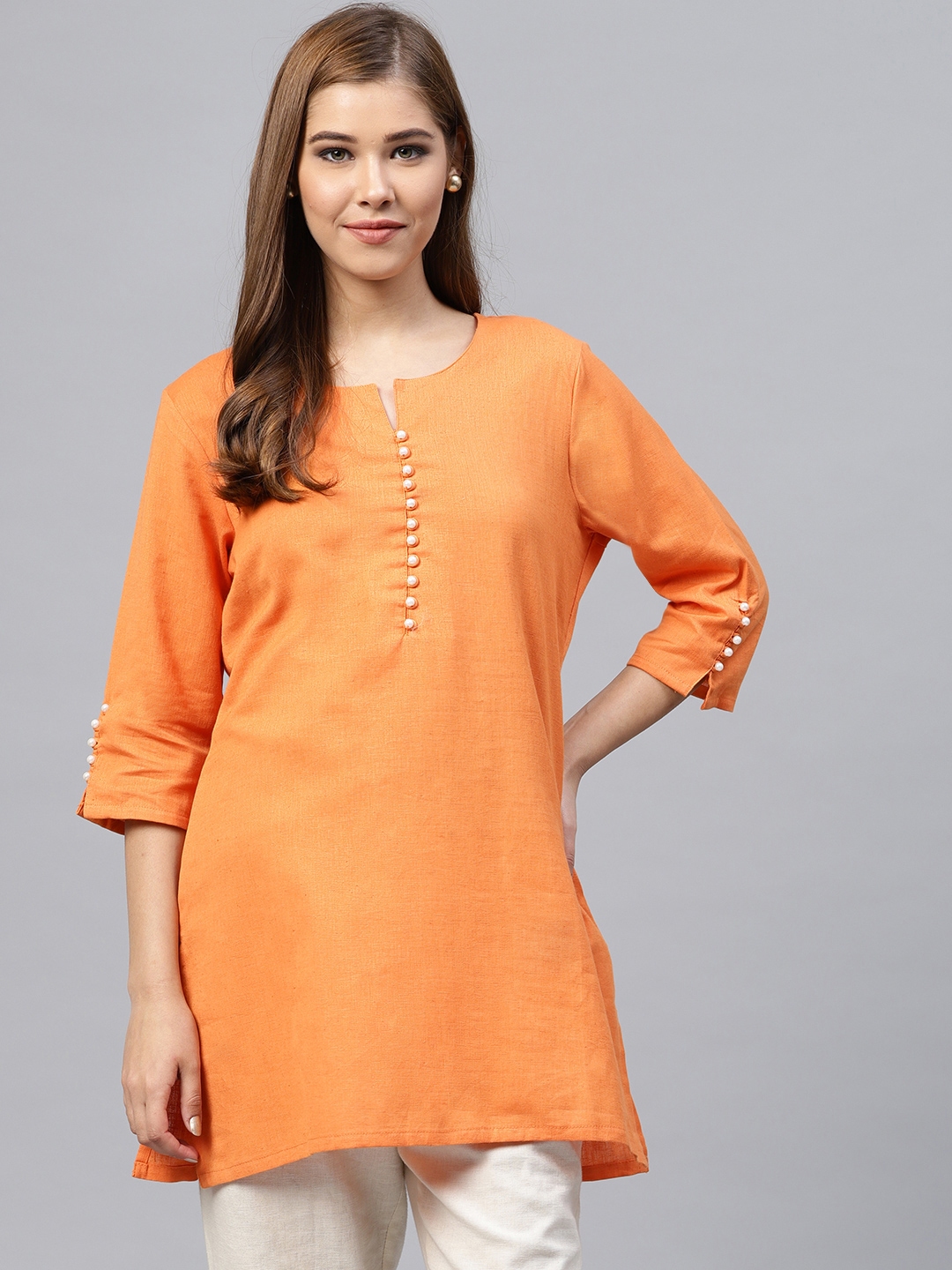 Buy Shree Orange Cotton Solid Tunic - Tunics for Women 4375558 | Myntra