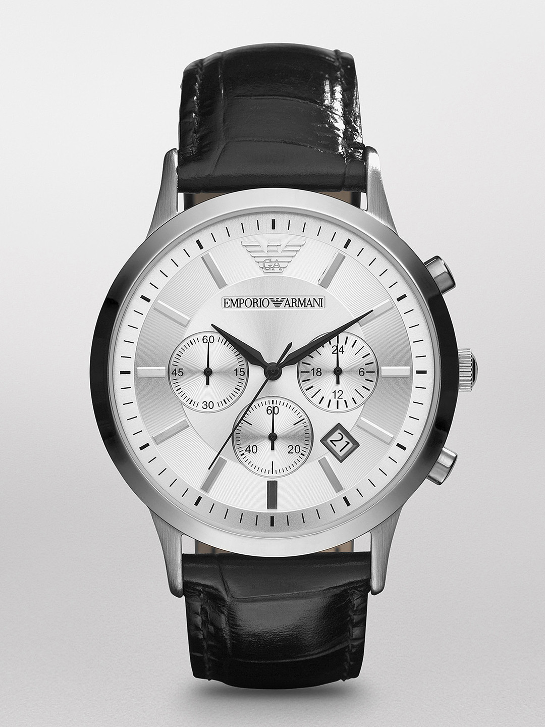 Buy Emporio Armani Men Silver Toned & Silver Toned Analogue Watch ...