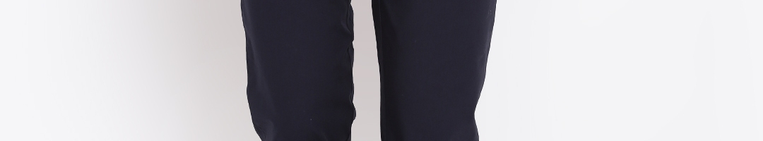 Buy Wills Lifestyle Men Navy Blue Slim Fit Solid Regular Trousers ...