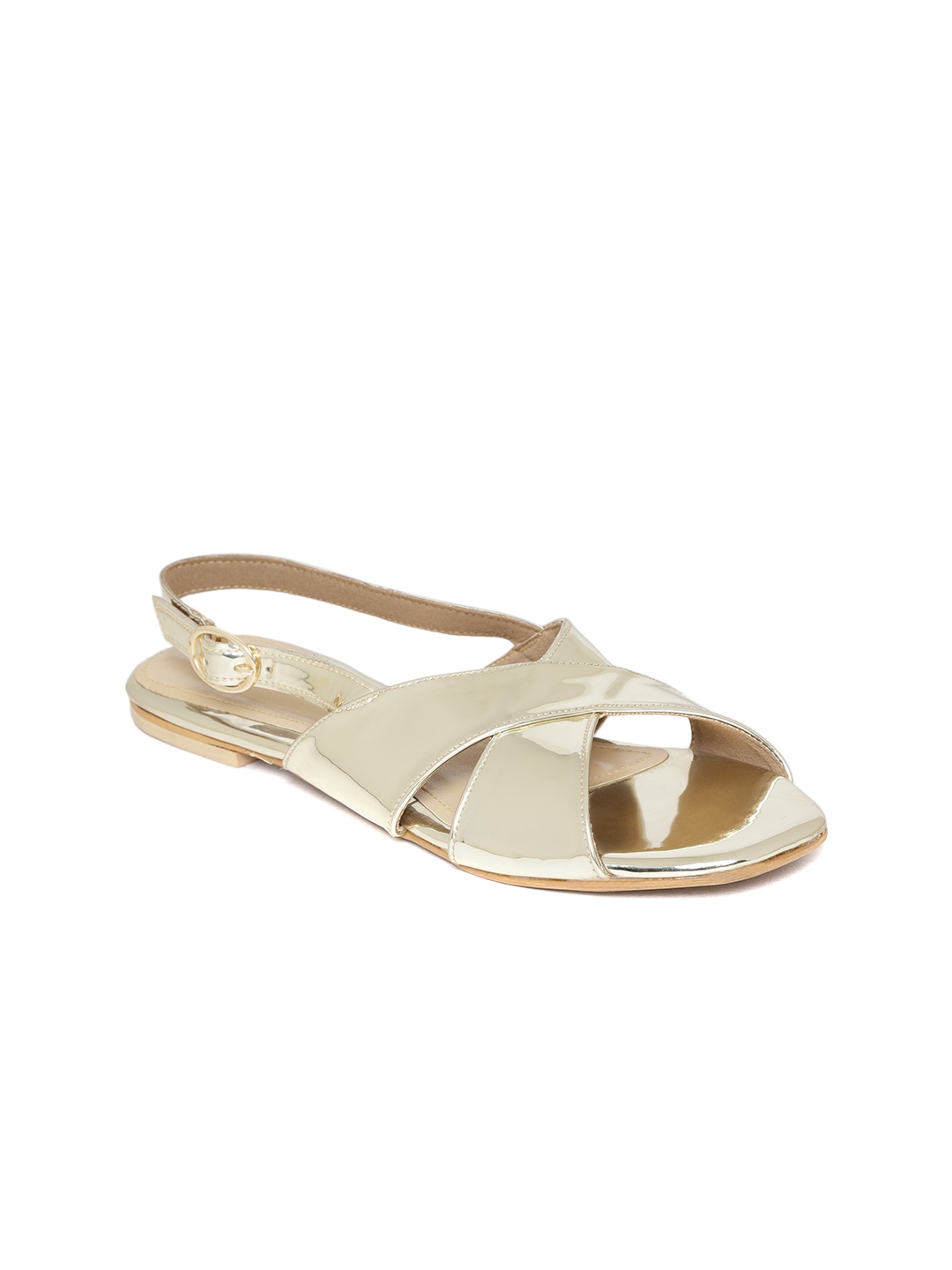 gold flats open toe
