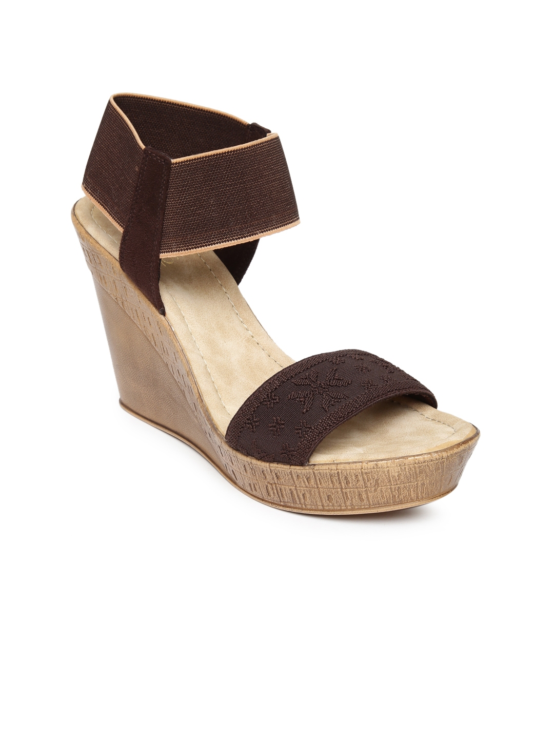 brown wide fit wedges