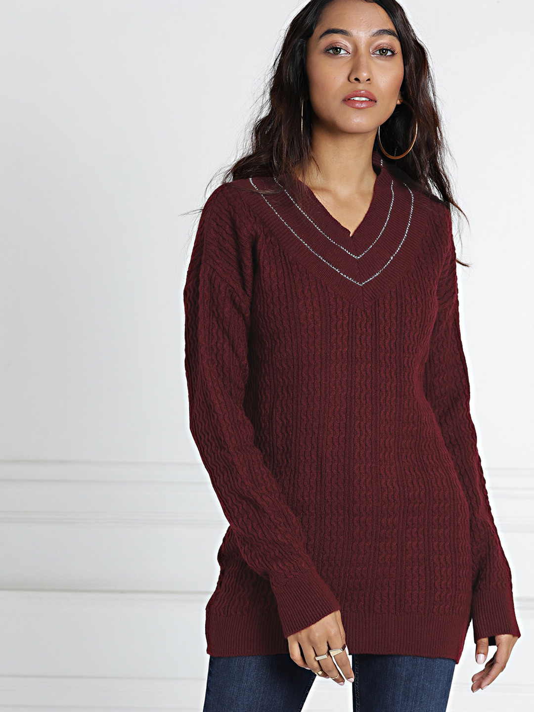 Buy All About You Women Maroon Solid Pullover Sweaters for Women