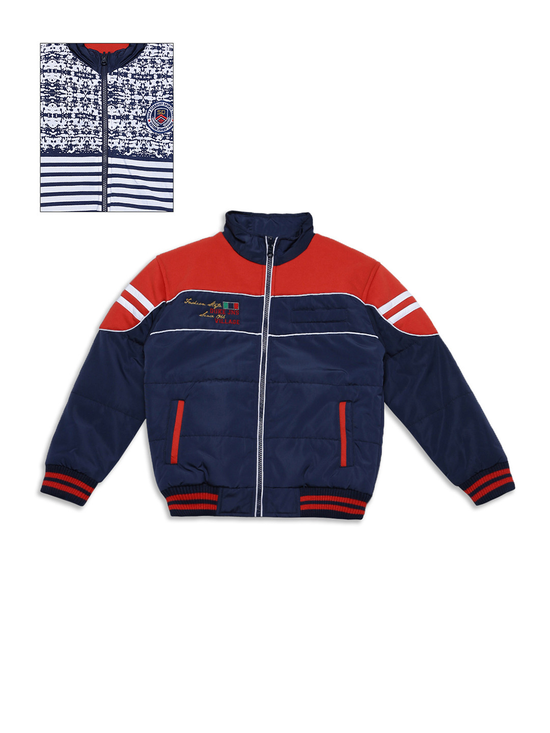 Buy Duke Boys Navy Blue Solid Reversible Tailored Jacket Jackets for