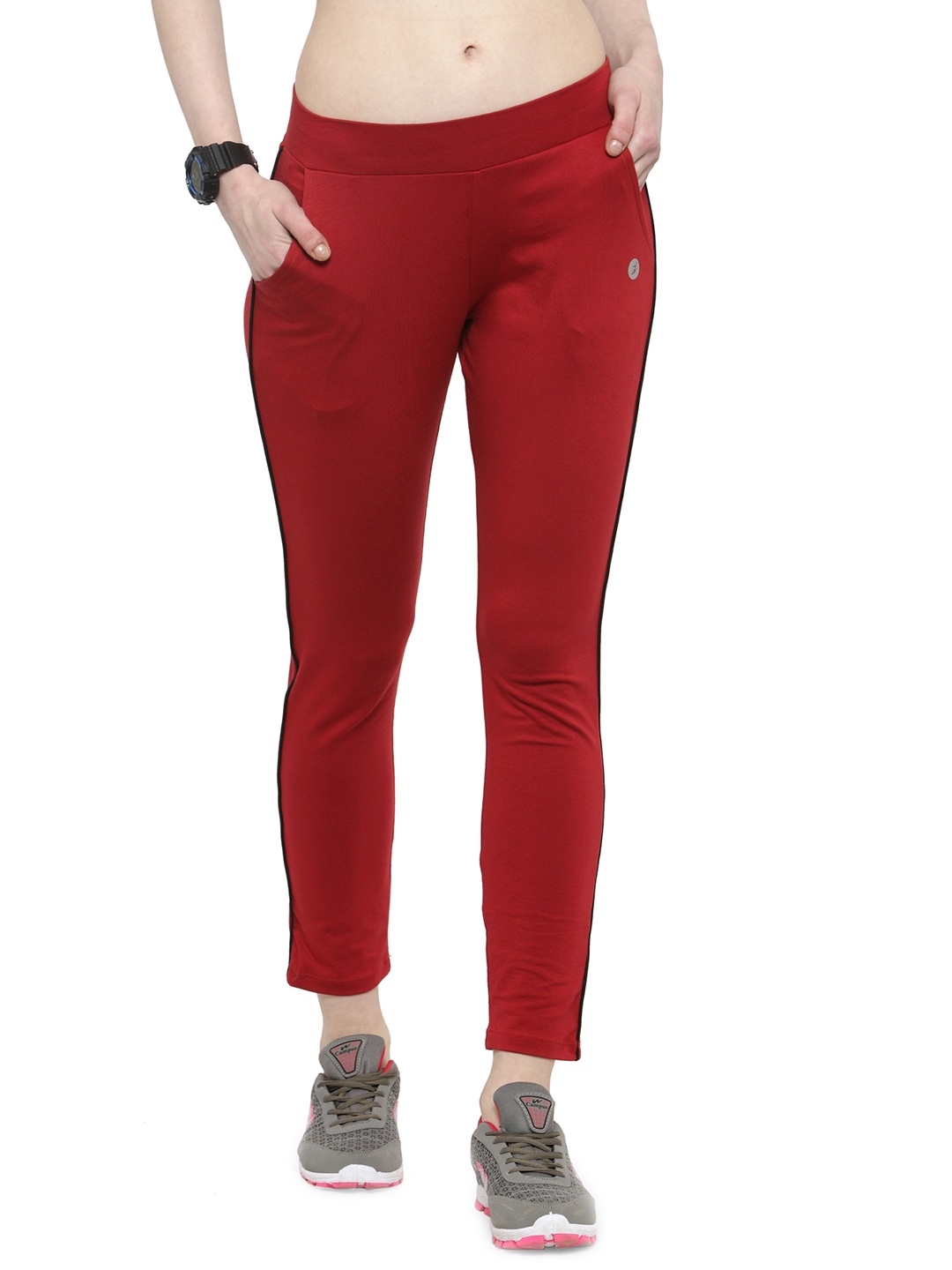 maroon track pants