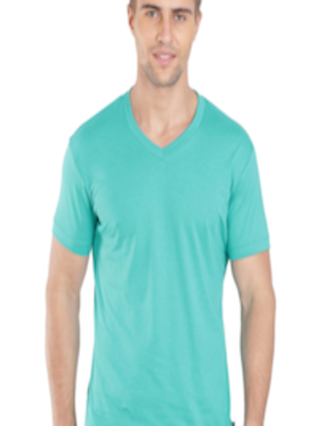 Buy Jockey Men Green Solid V Neck Pure Cotton T Shirt - Tshirts for Men ...