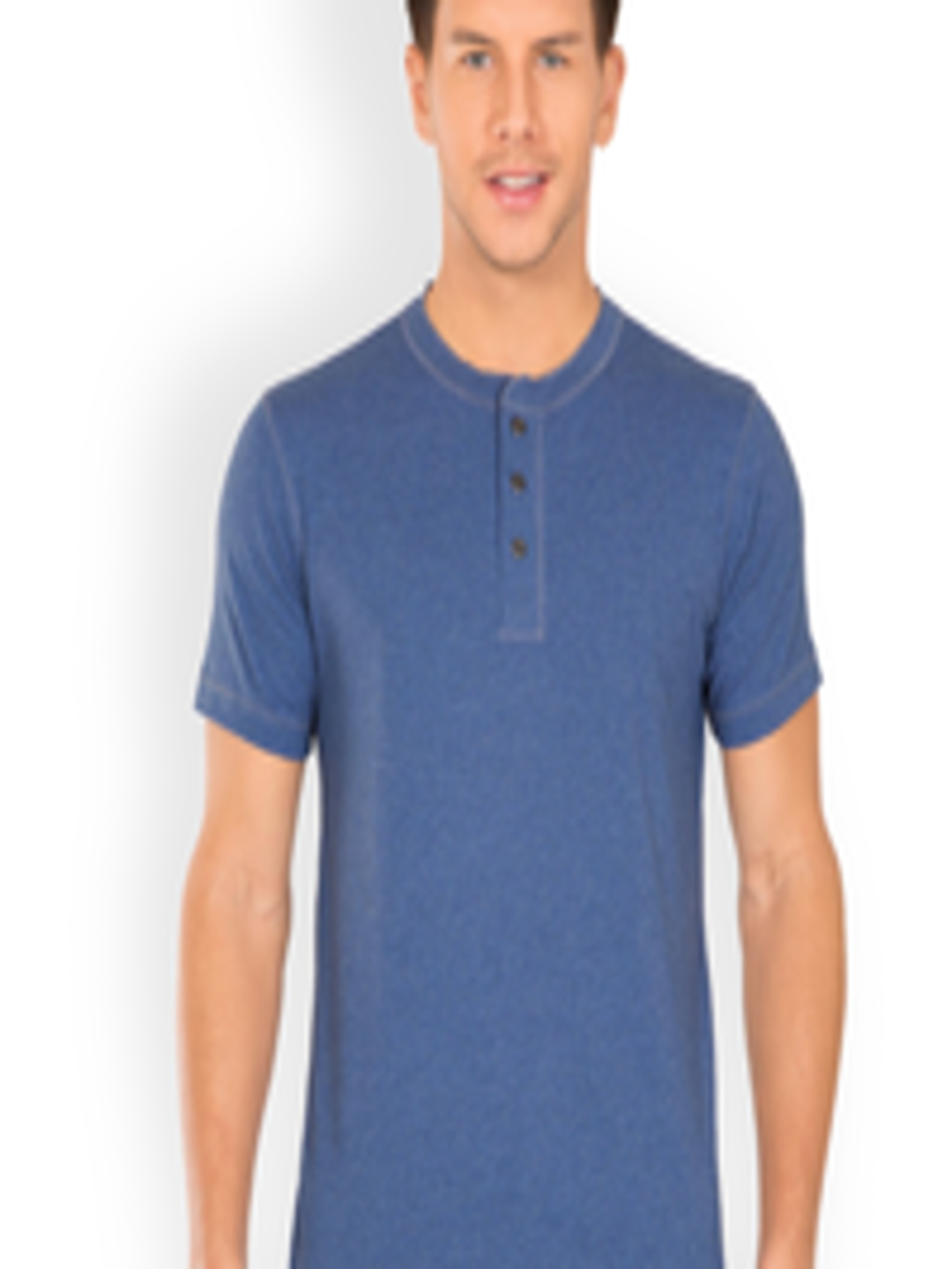 Buy Jockey Men Blue Solid Henley Neck Pure Cotton T Shirt - Tshirts for ...