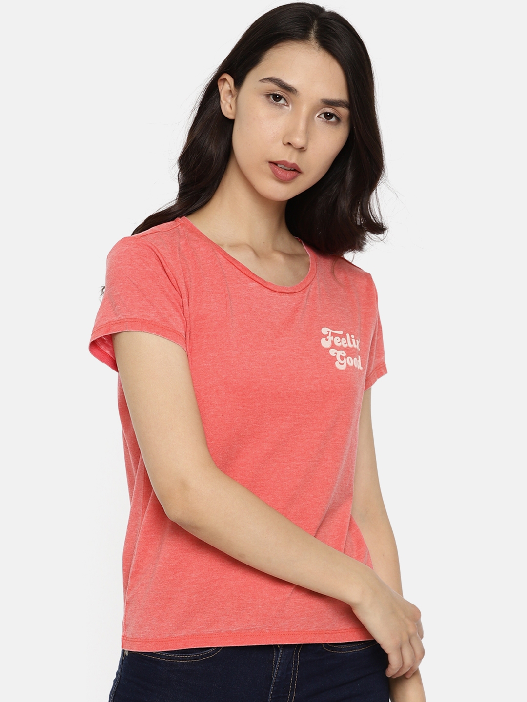 red printed tshirt
