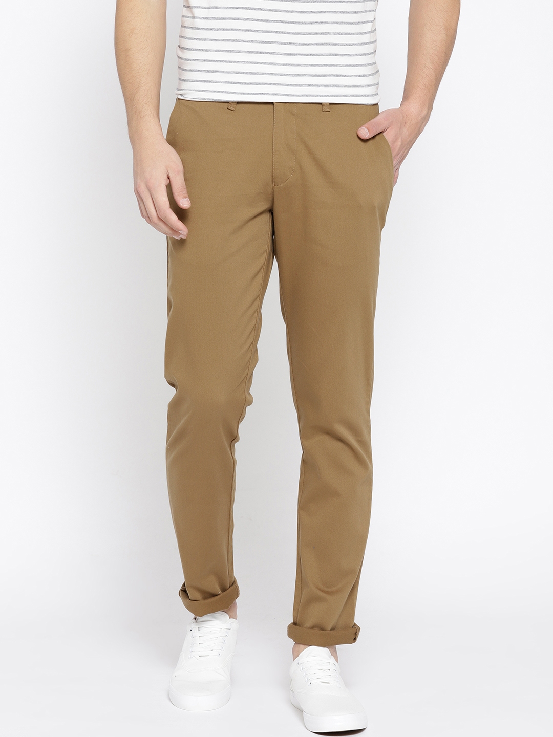 Buy Numero Uno Men Brown Slim Fit Solid Chinos - Trousers for Men ...