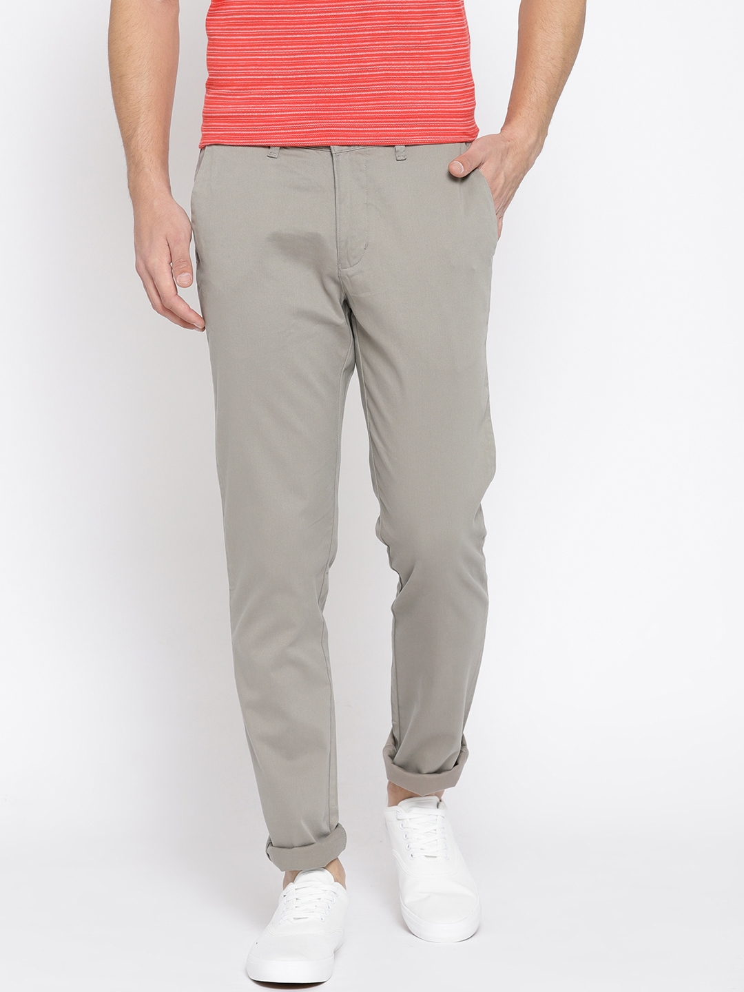 Buy Numero Uno Men Grey Slim Fit Solid Chinos - Trousers for Men ...