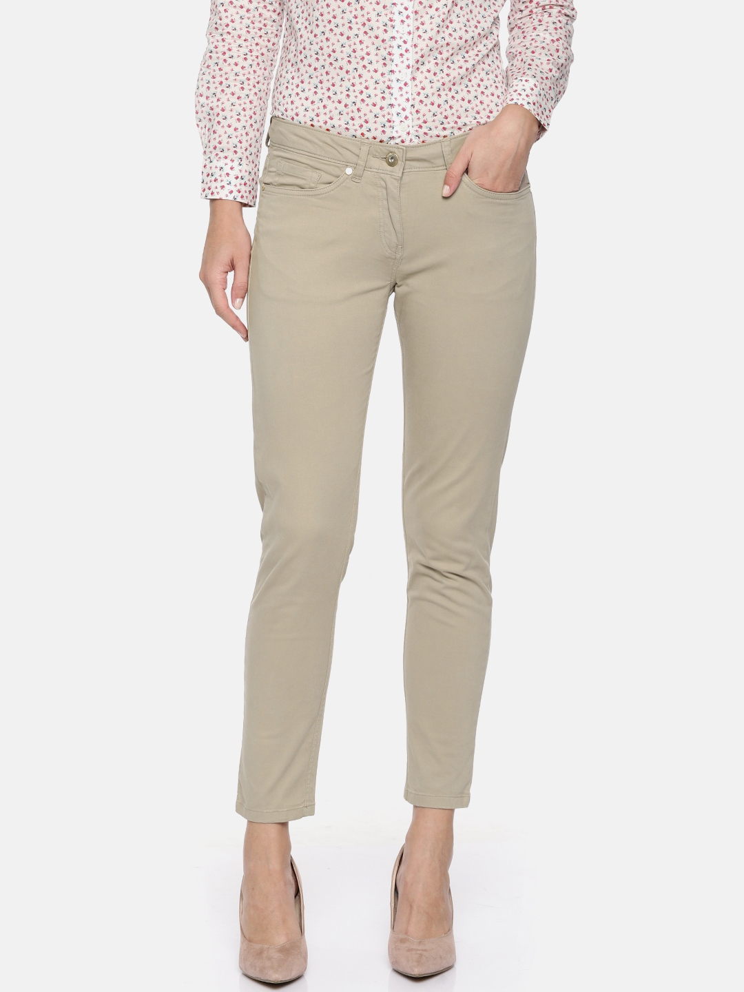 allen solly pleated cotton trousers