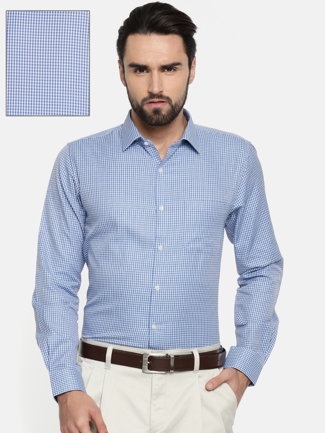 Buy Peter England Men Blue & White Slim Fit Solid Formal Shirt - Shirts ...