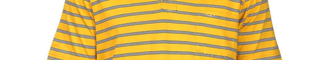 Buy ColorPlus Men Yellow Striped Polo Collar T Shirt - Tshirts for Men ...