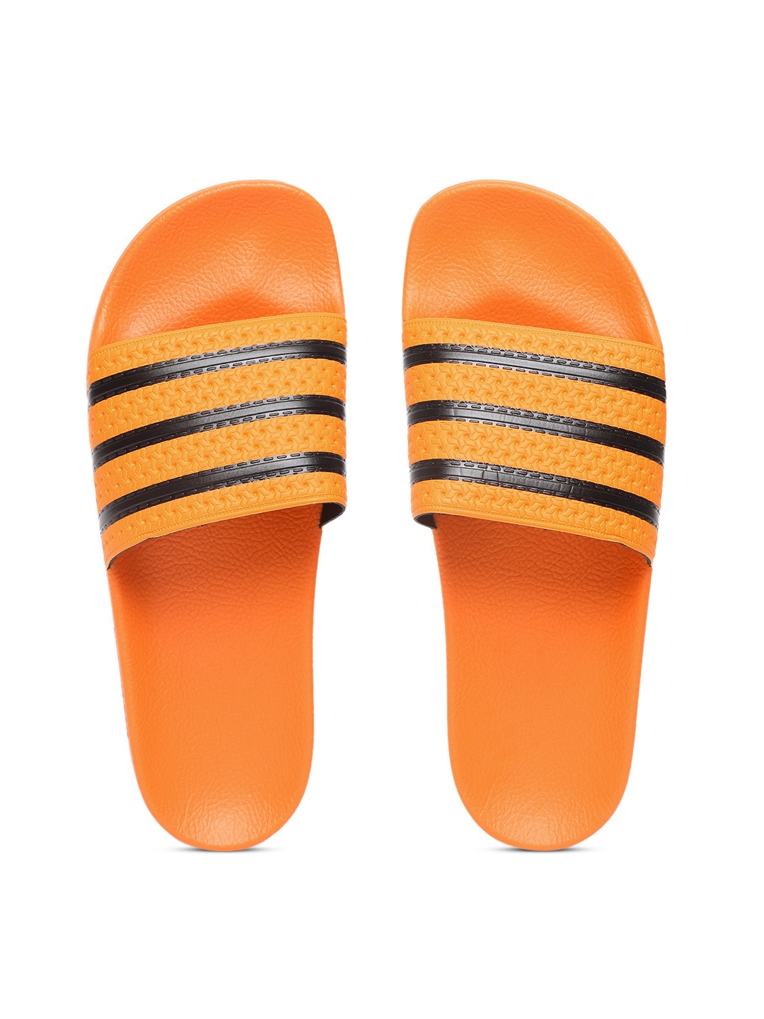 Buy ADIDAS Originals Men Orange & Black ADILETTE Striped Sliders - Flip Flops for Men 4439048 