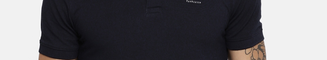 Buy Van Heusen Men Navy Solid Polo Collar T Shirt - Tshirts for Men ...