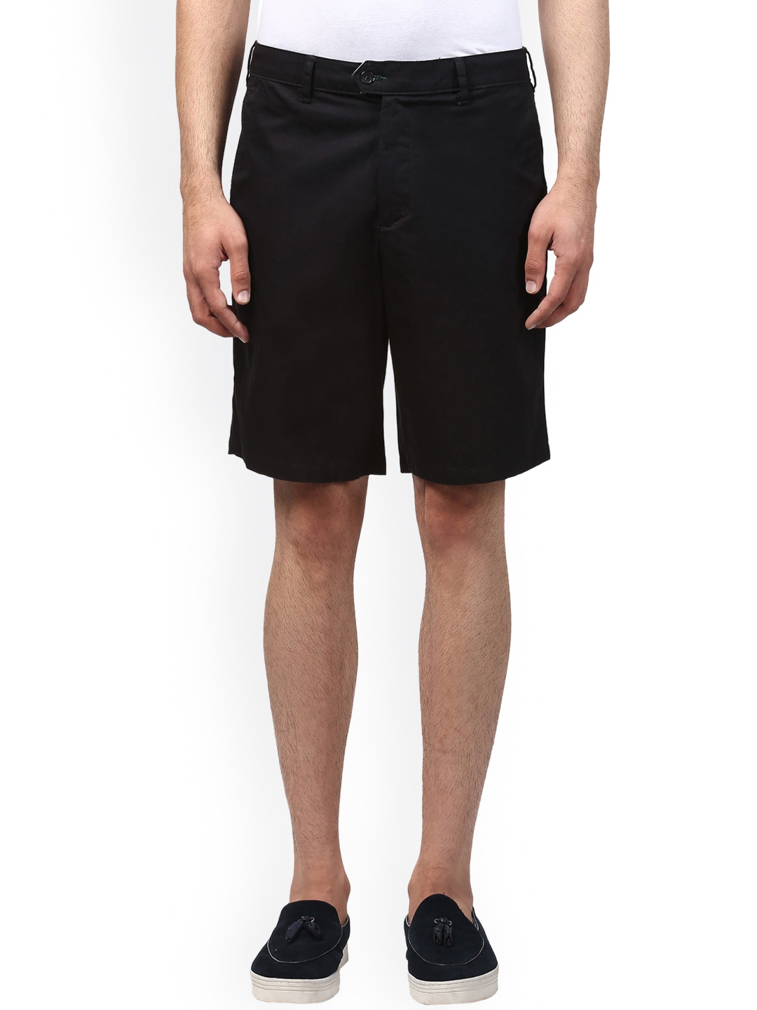 Buy Raymond Men Black Solid Regular Fit Regular Shorts - Shorts for Men ...