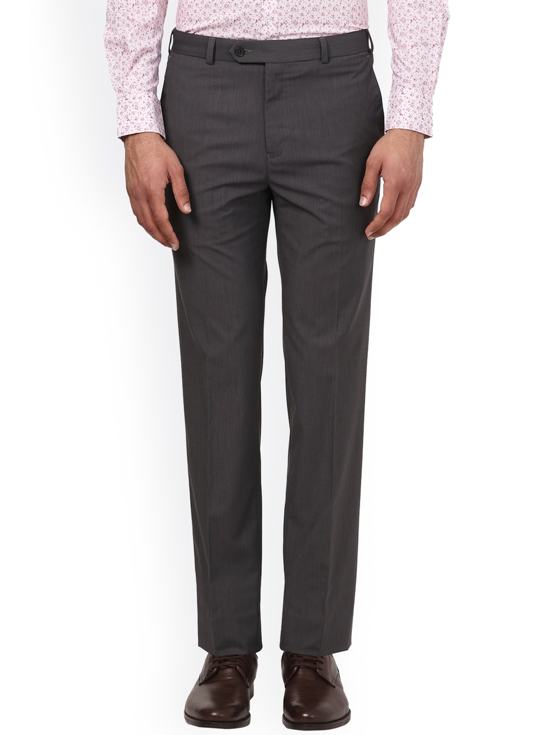 Buy Raymond Men Grey Regular Fit Solid Formal Trousers - Trousers for ...