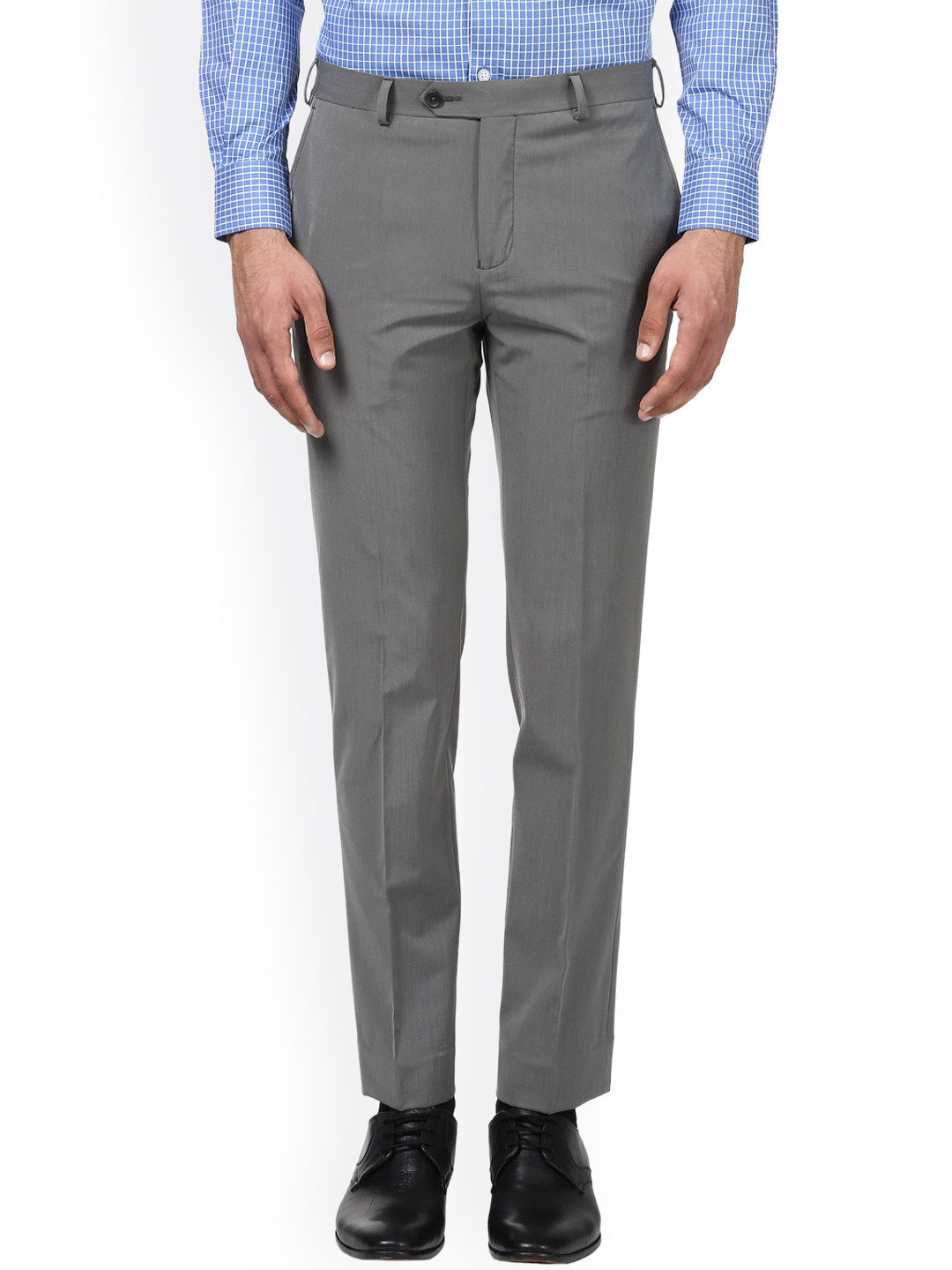 Buy Raymond Men Grey Slim Fit Self Design Formal Trousers Trousers