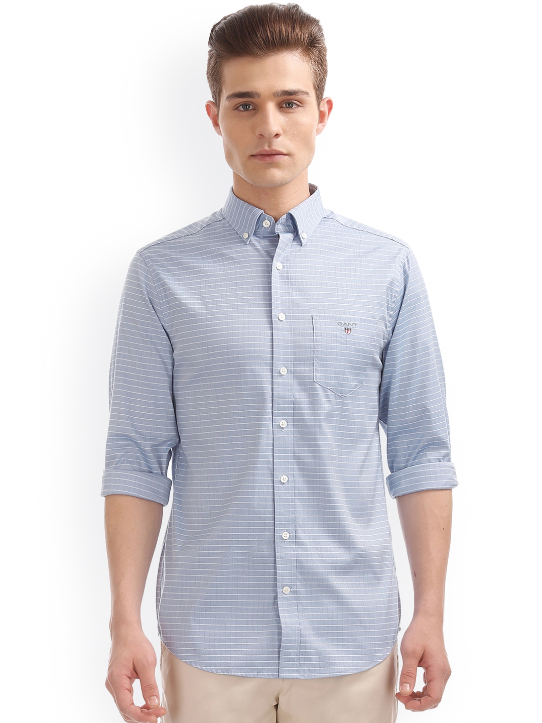 Buy GANT Men Blue Classic Regular Fit Checked Casual Shirt - Shirts for ...