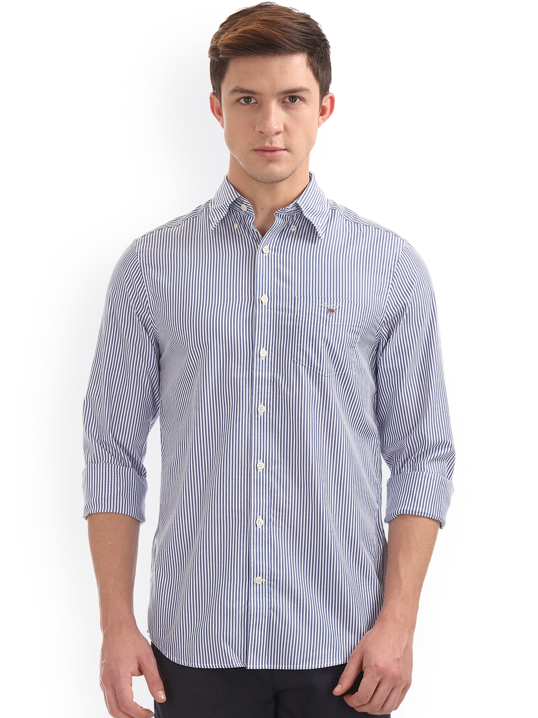 gant blue and white striped shirt