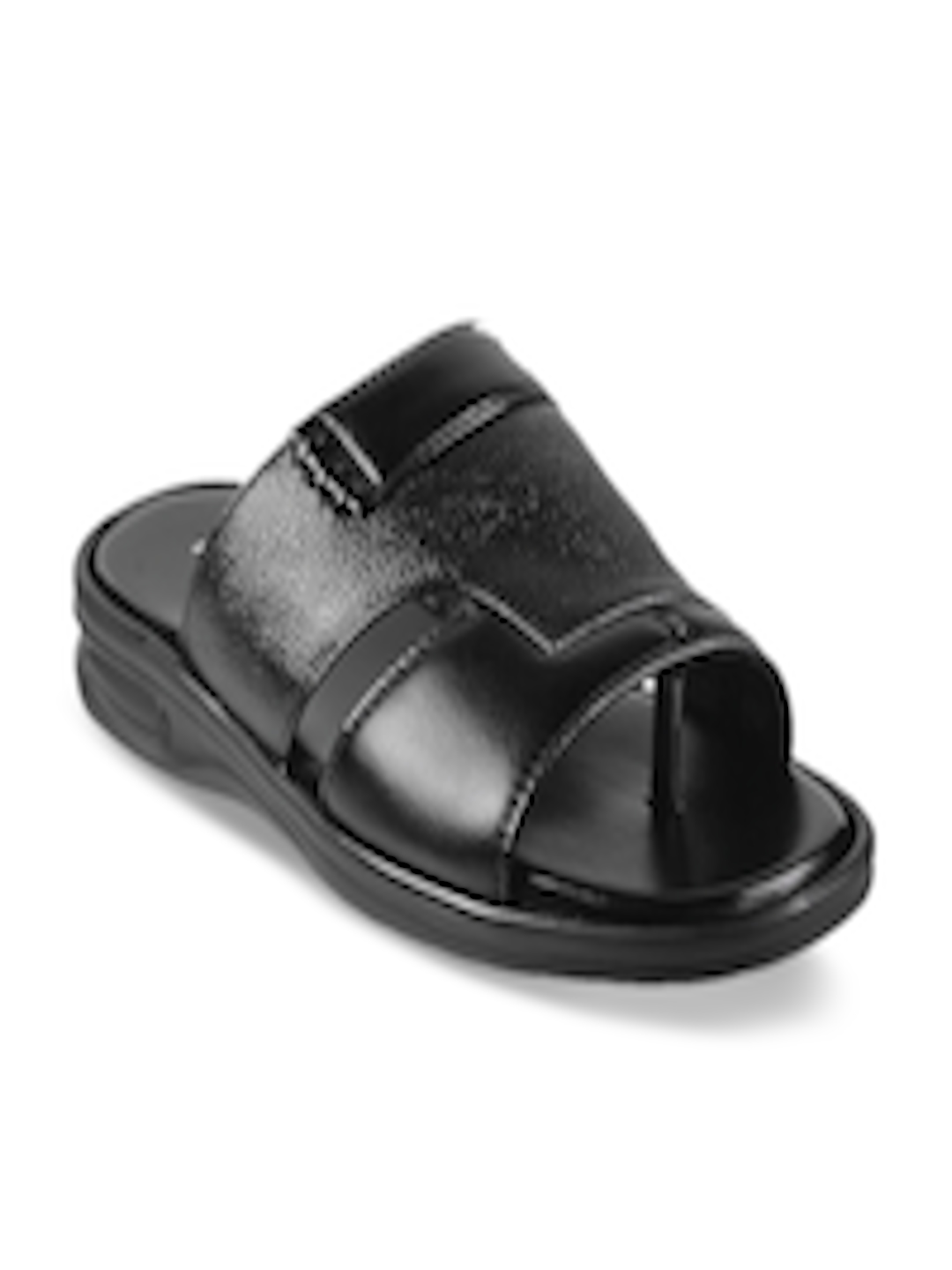 Buy Metro Men Black Leather Comfort Sandals - Sandals for Men 4443775 ...