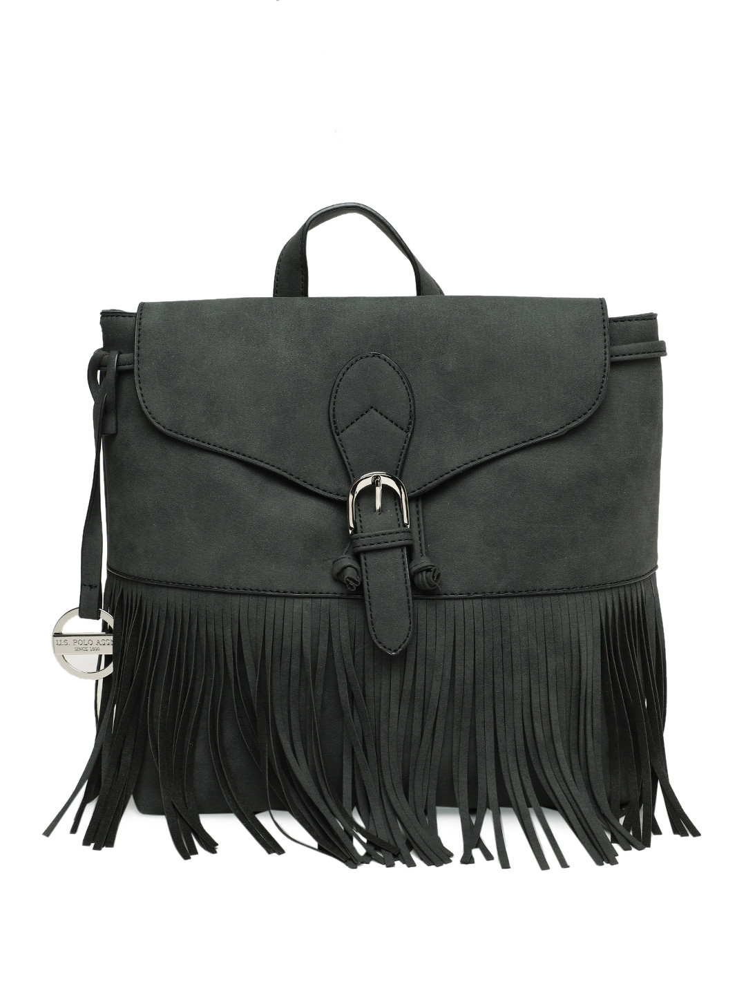 Buy U.S. Polo Assn. Women Black Fringed Backpack Backpacks for Women