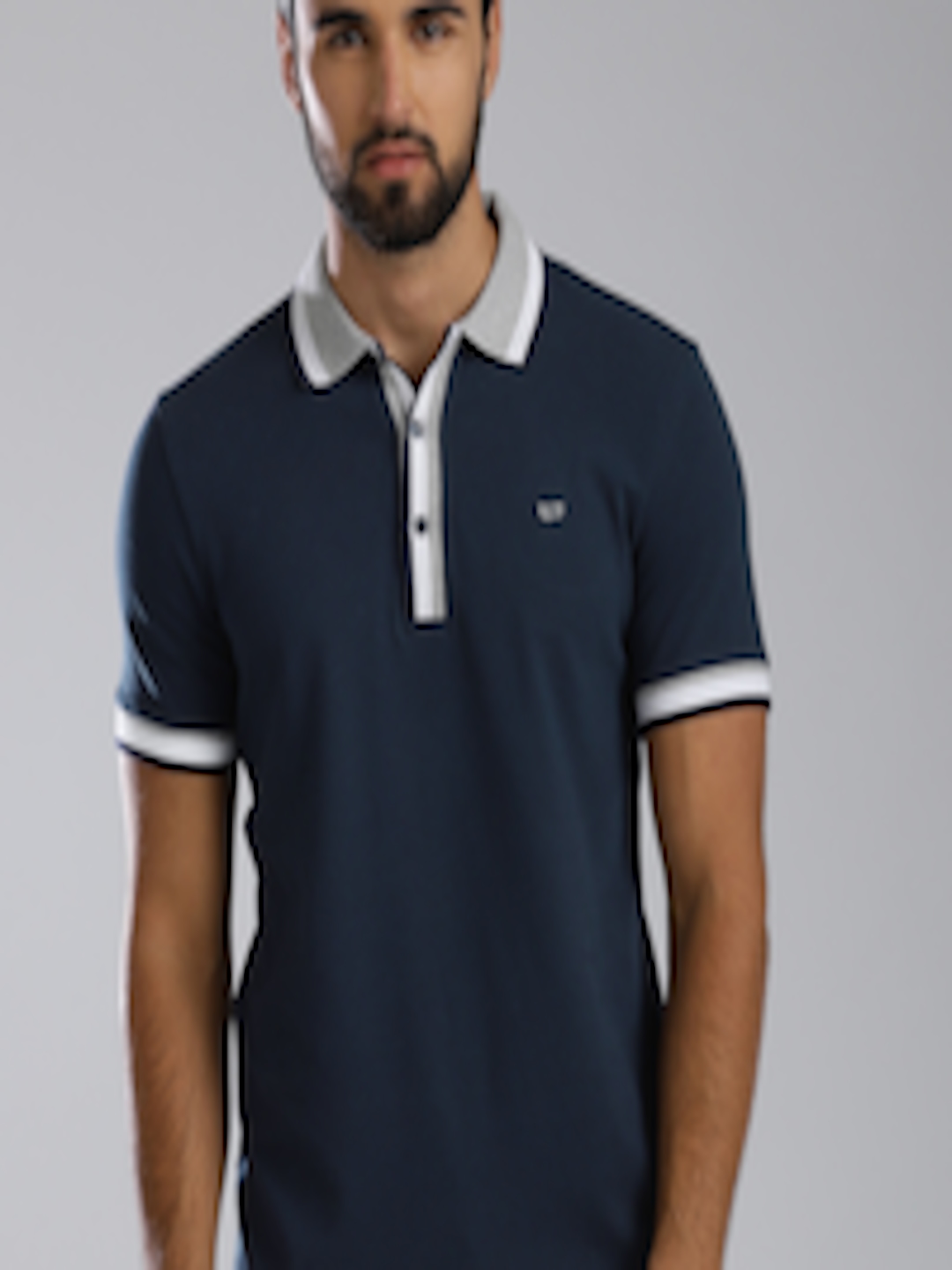 Buy GAS Men Navy Solid Polo Collar T Shirt - Tshirts for Men 4449451 ...