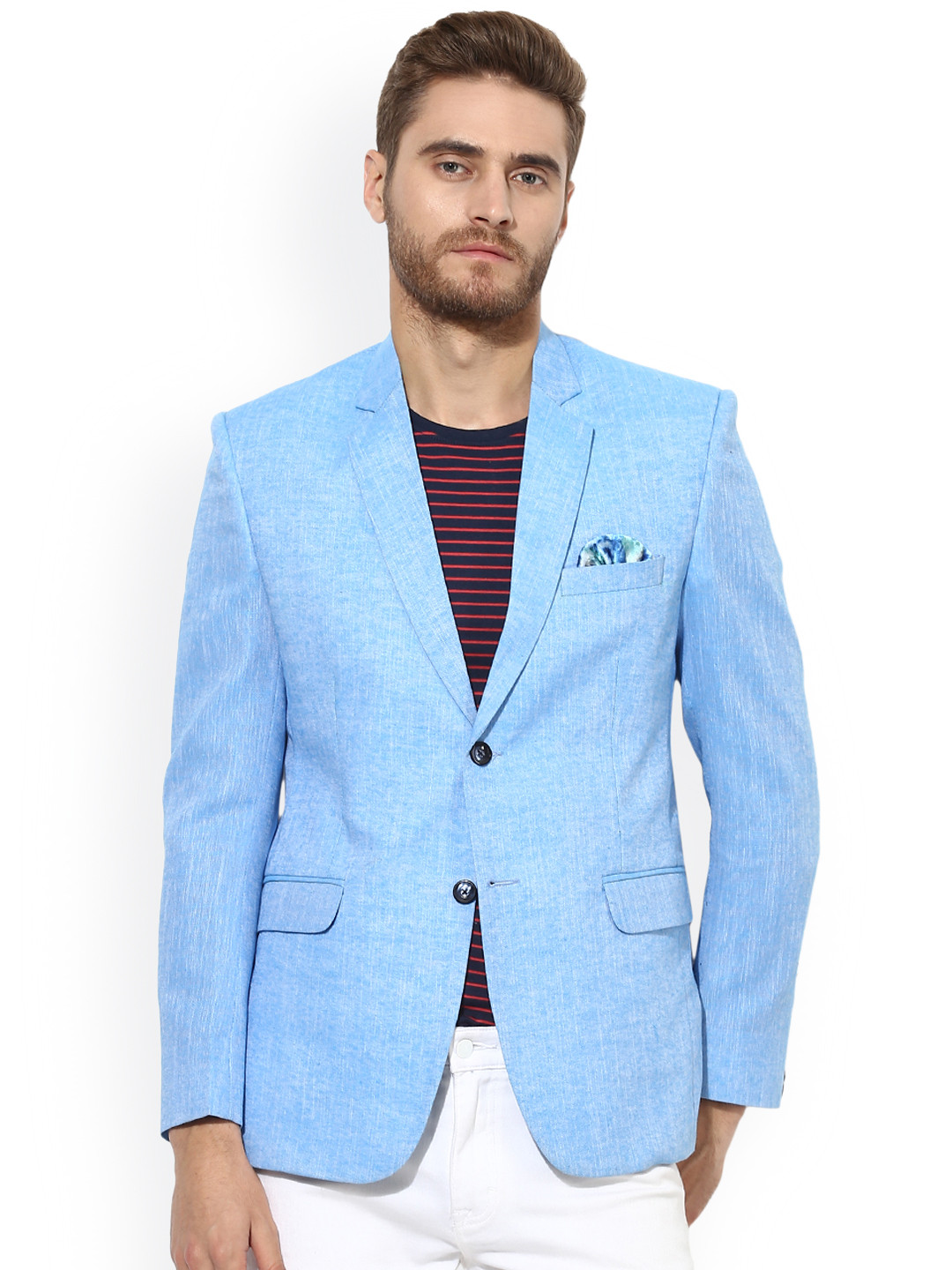 Buy Hangup Men Solid Linen Single Breasted Slim Fit Blazer Blazers