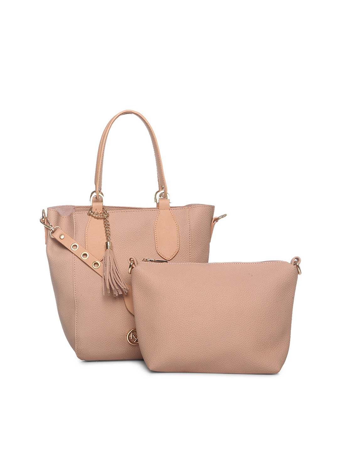 Buy Kazo Peach Coloured Solid Tote Bag Handbags for Women 4449972