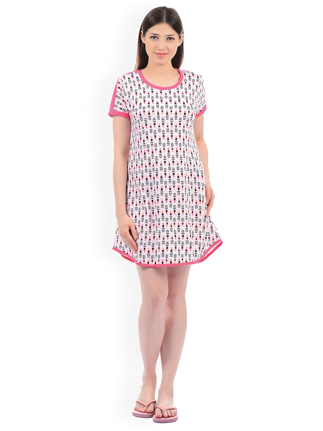 Buy Sweet Dreams Pink & Black Printed Nightdress 232518