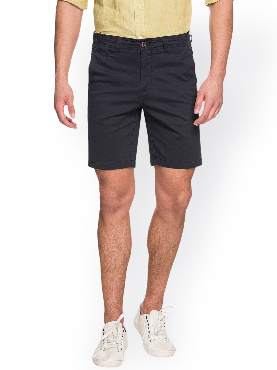 Buy Cottonworld Men Navy Blue Solid Regular Fit Regular Shorts Shorts