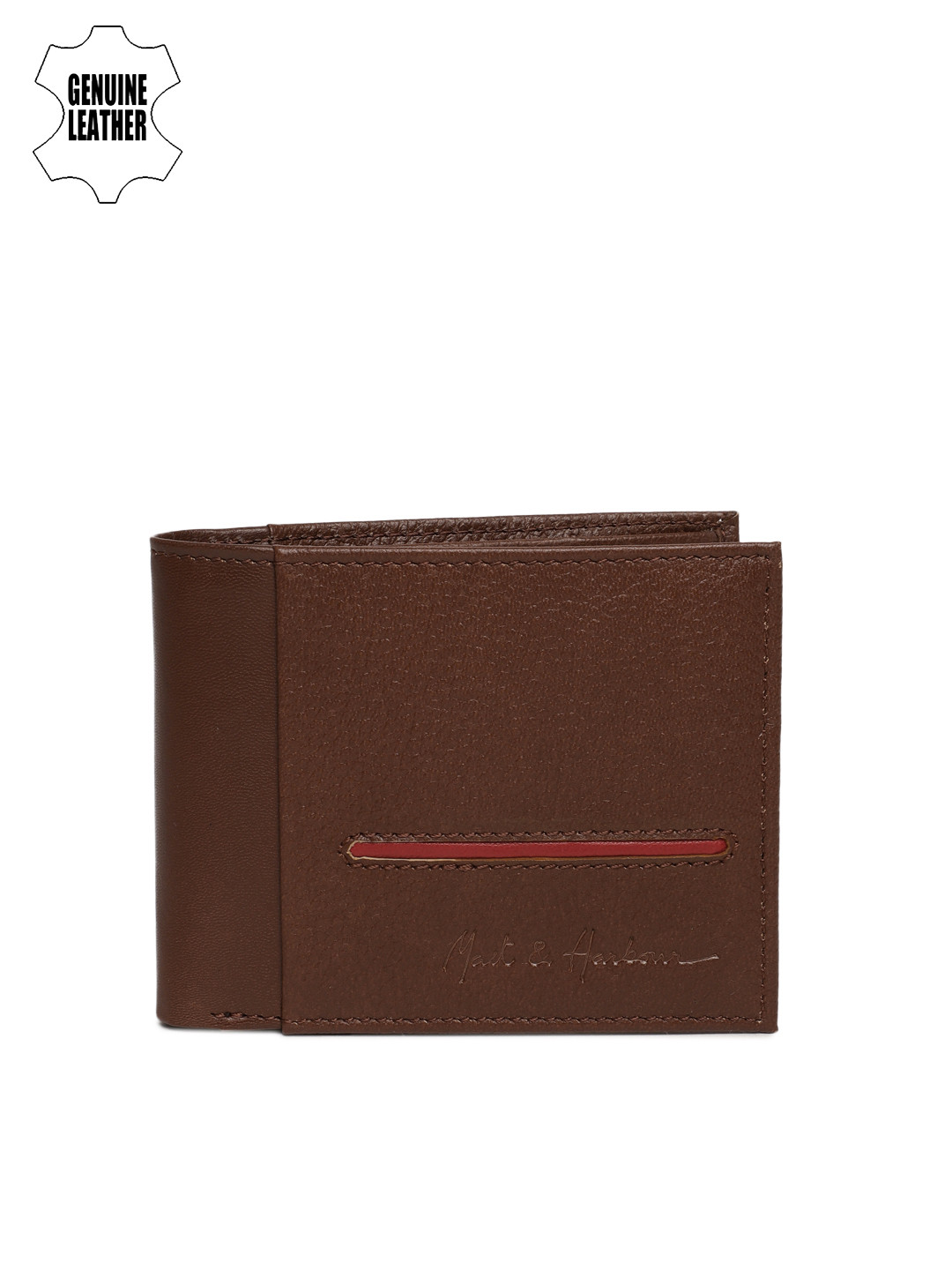 Buy Mast & Harbour Men Brown Solid Genuine Leather Two Fold Wallet