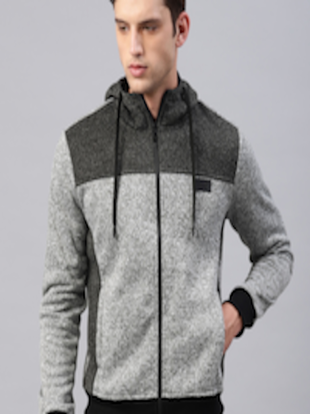Buy HRX By Hrithik Roshan Men Grey Solid Outdoor Hooded Sweatshirt ...