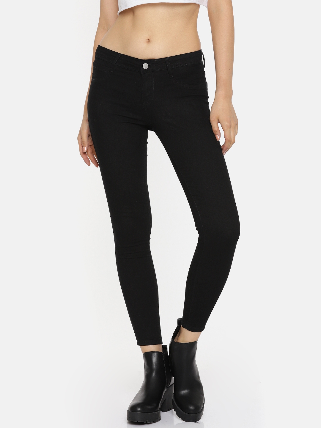 Buy Kraus Jeans Women K4032 Black Super Skinny Fit Mid Rise Clean Look ...