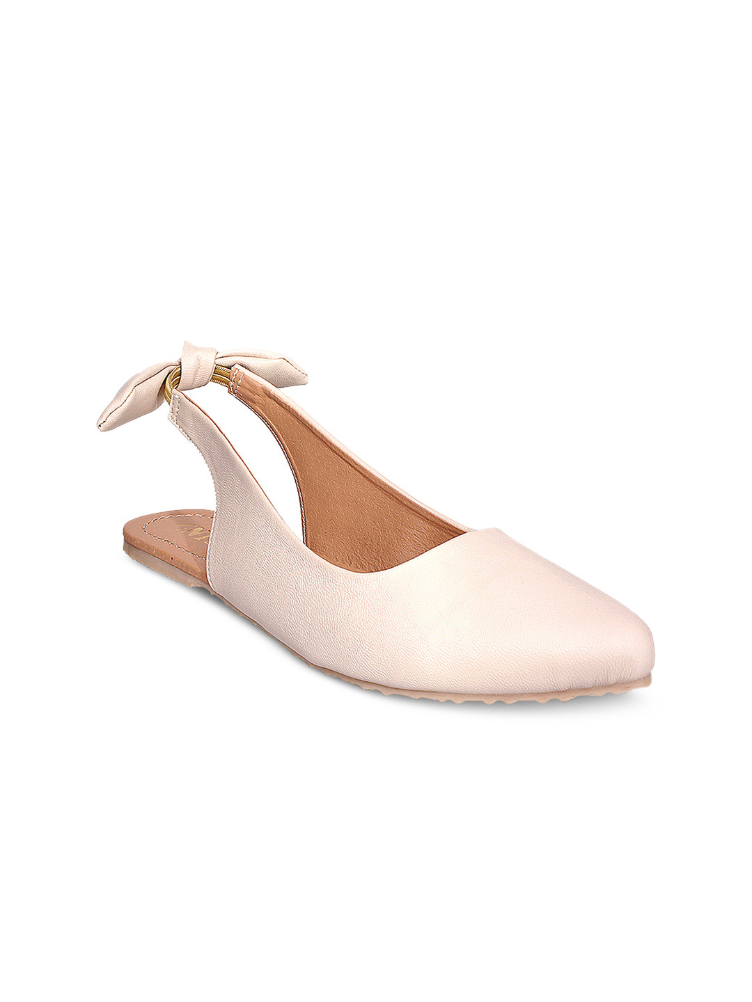Buy GNIST Women Cream Coloured Solid Synthetic Ballerinas Flats for