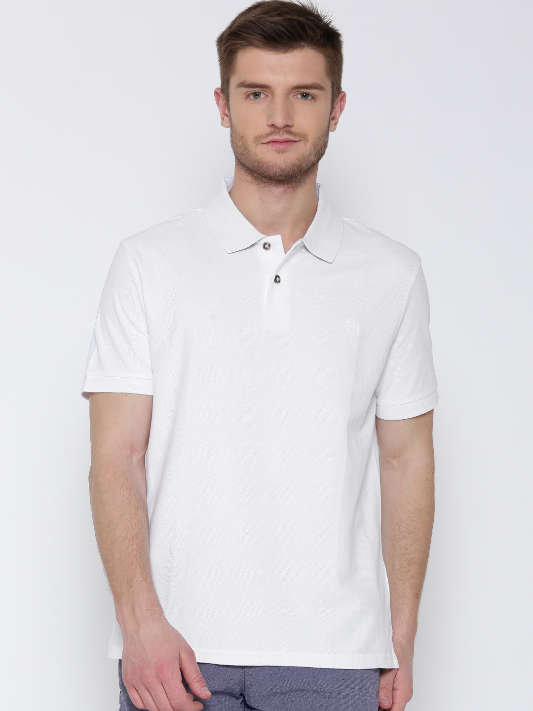 Buy Blue Harbour By Marks Spencer Men White Slim Fit Polo Pure Cotton T ...