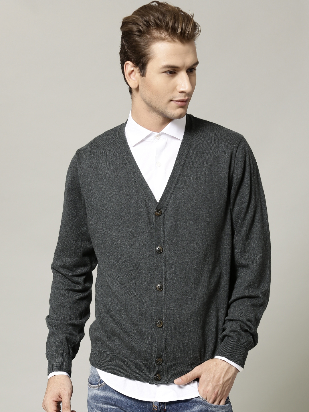 Buy M&S Collection By Marks & Spencer Charcoal Grey Cardigan - Sweaters ...
