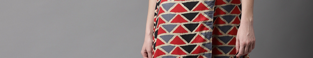 Buy HERE&NOW Women Multicoloured Geometric Print A Line Kurta - Kurtas ...
