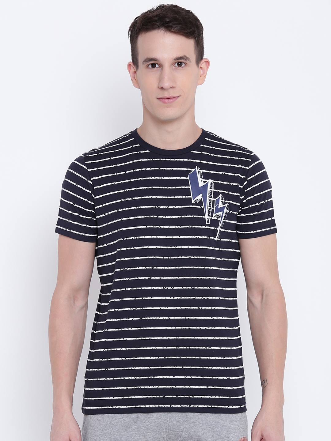 Buy Sweet Dreams Navy Blue & White Striped Lounge T Shirt MT 186118COM ...