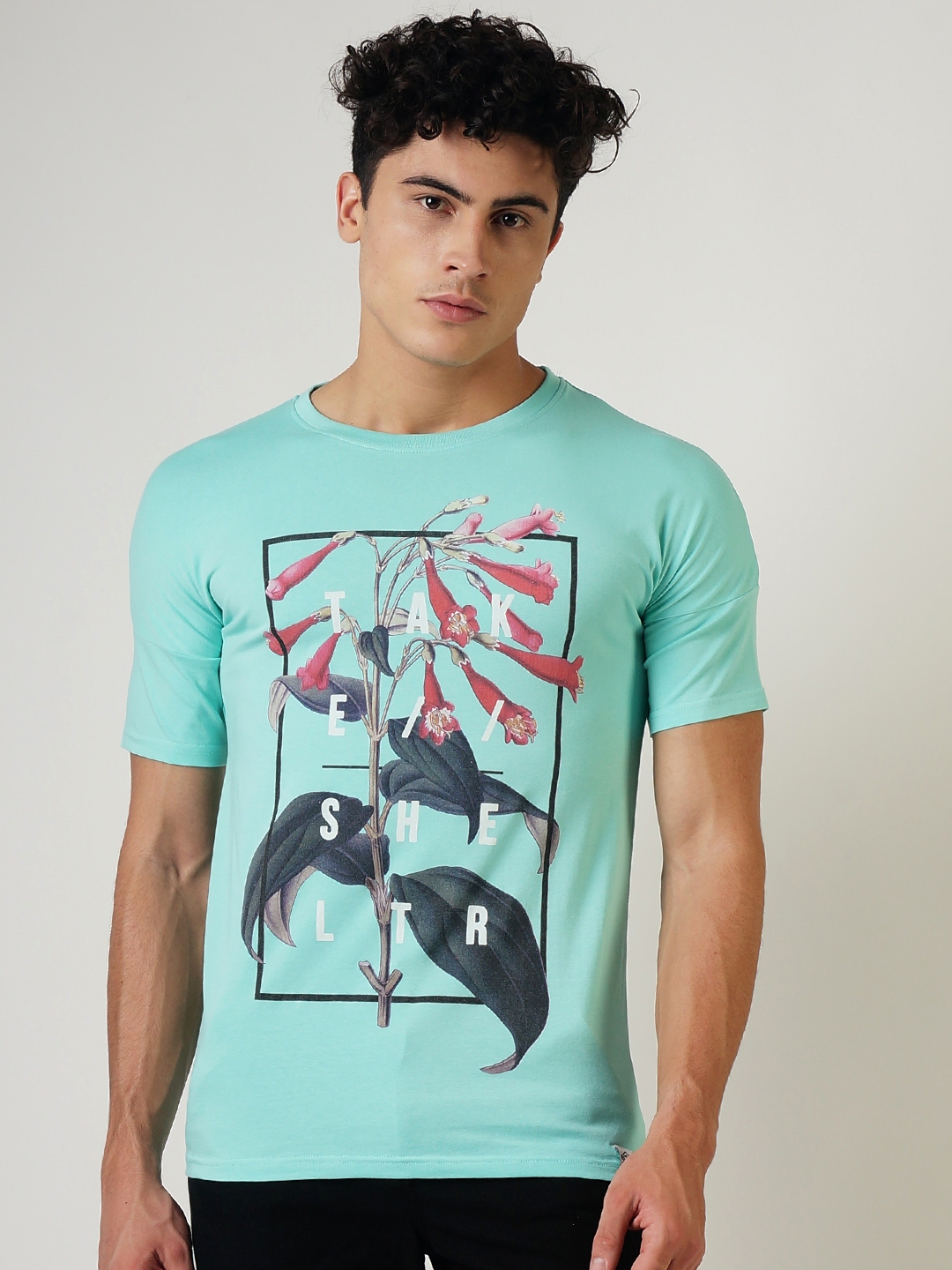 Buy SHELTR Men Sea Green Printed Round Neck T Shirt - Tshirts for Men ...