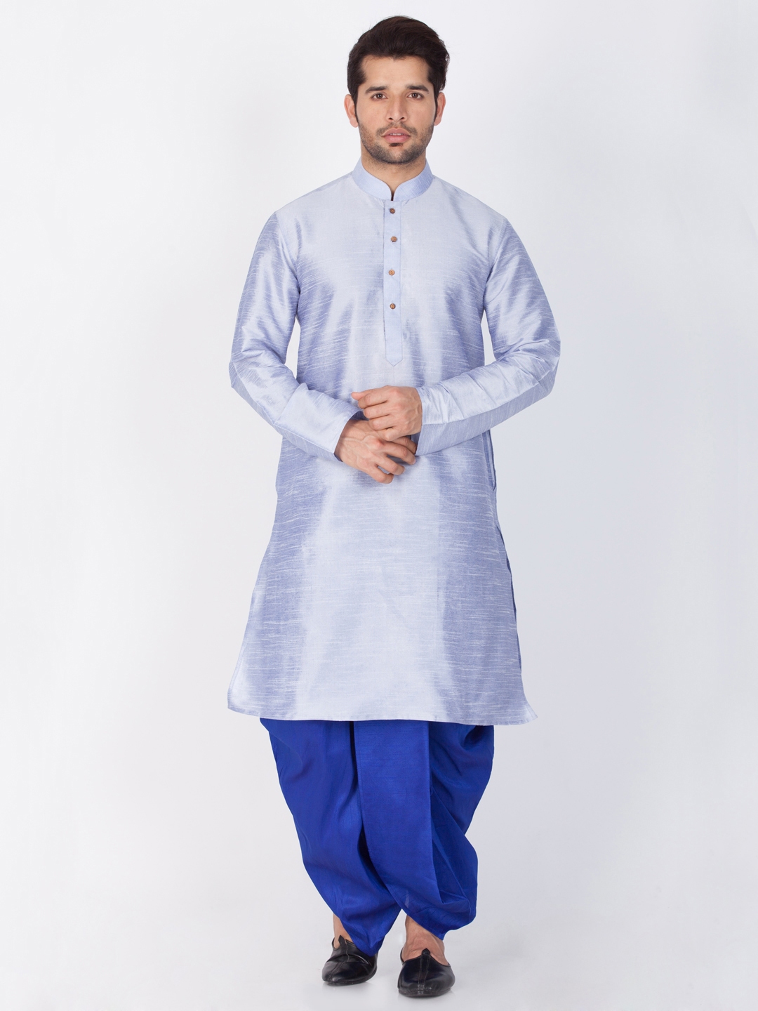 Buy VASTRAMAY Men Blue & Blue Solid Kurta With Dhoti Pants - Kurta Sets ...