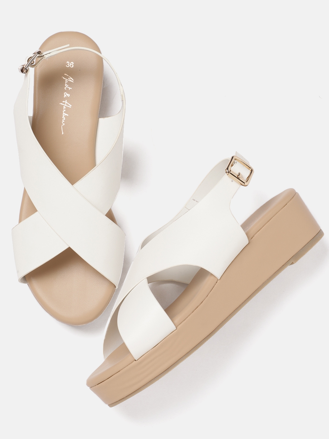 Buy Mast & Harbour Women White Solid Sandals - Heels for Women 4609270 ...