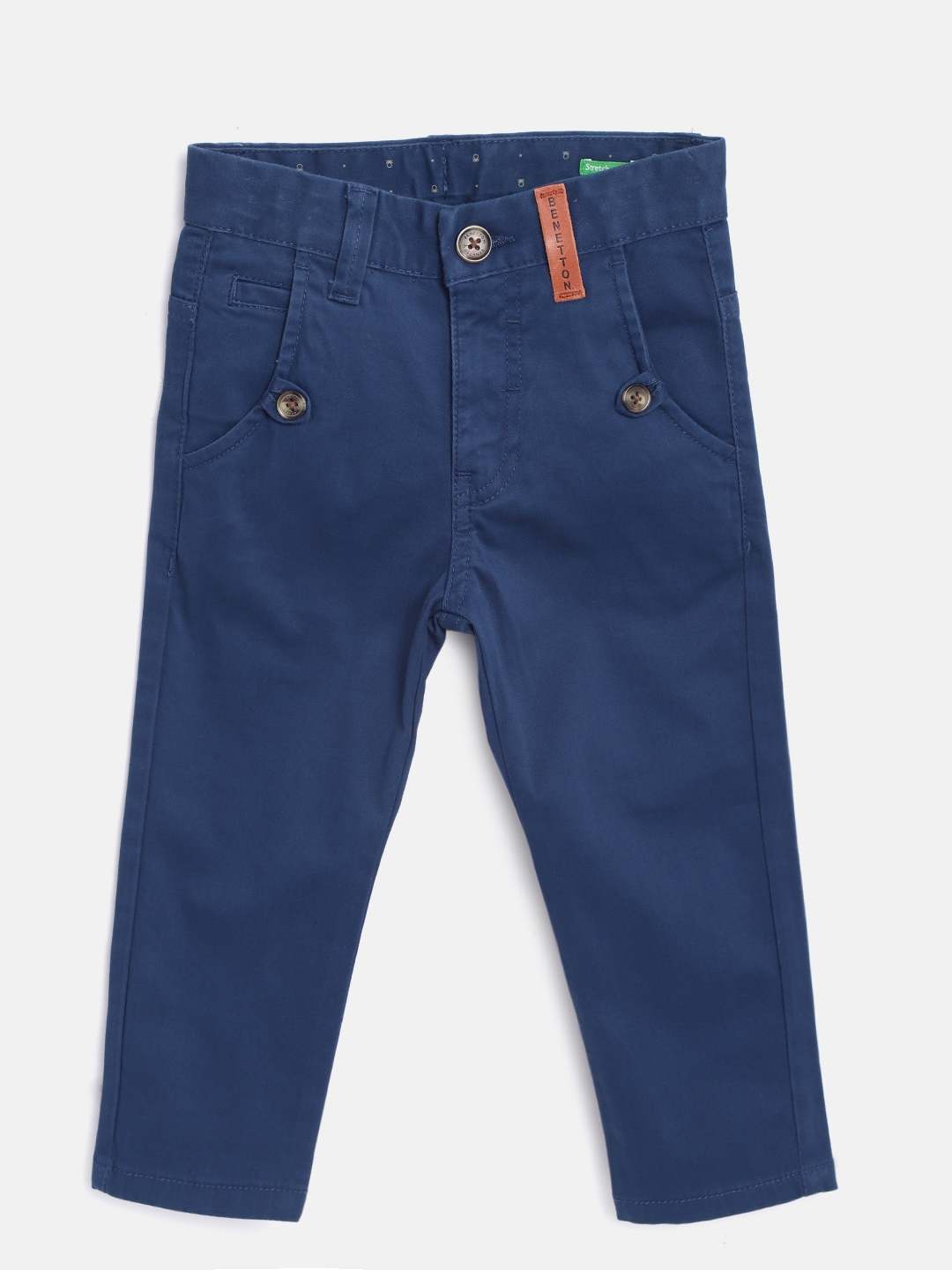 Buy United Colors Of Benetton Boys Navy Blue Slim Fit Solid Regular ...