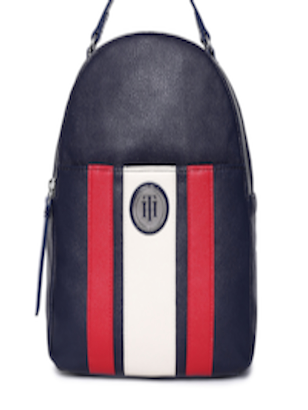 Buy Tommy Hilfiger Women Navy Blue & Red Colourblocked Backpack ...
