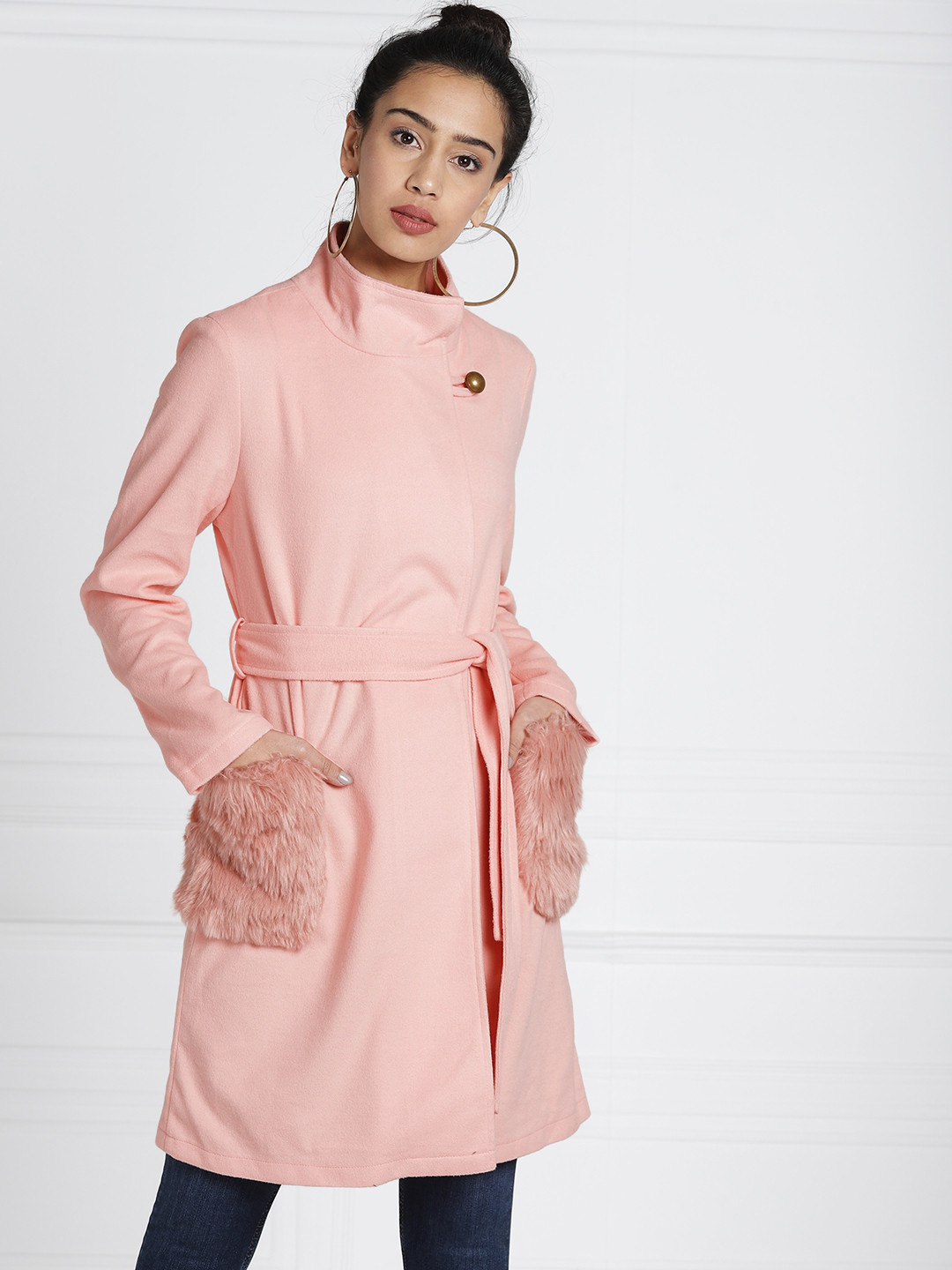 Buy All About You Pink Solid Overcoat Coats for Women 4631730 Myntra