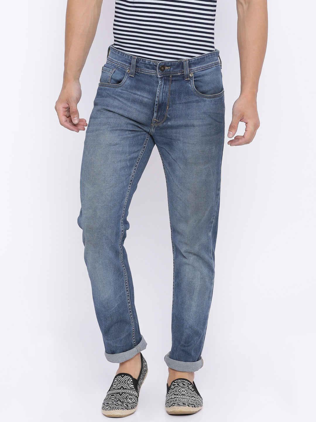 Buy Peter England Casuals Men Blue Skinny Fit Low Rise Clean Look Jeans