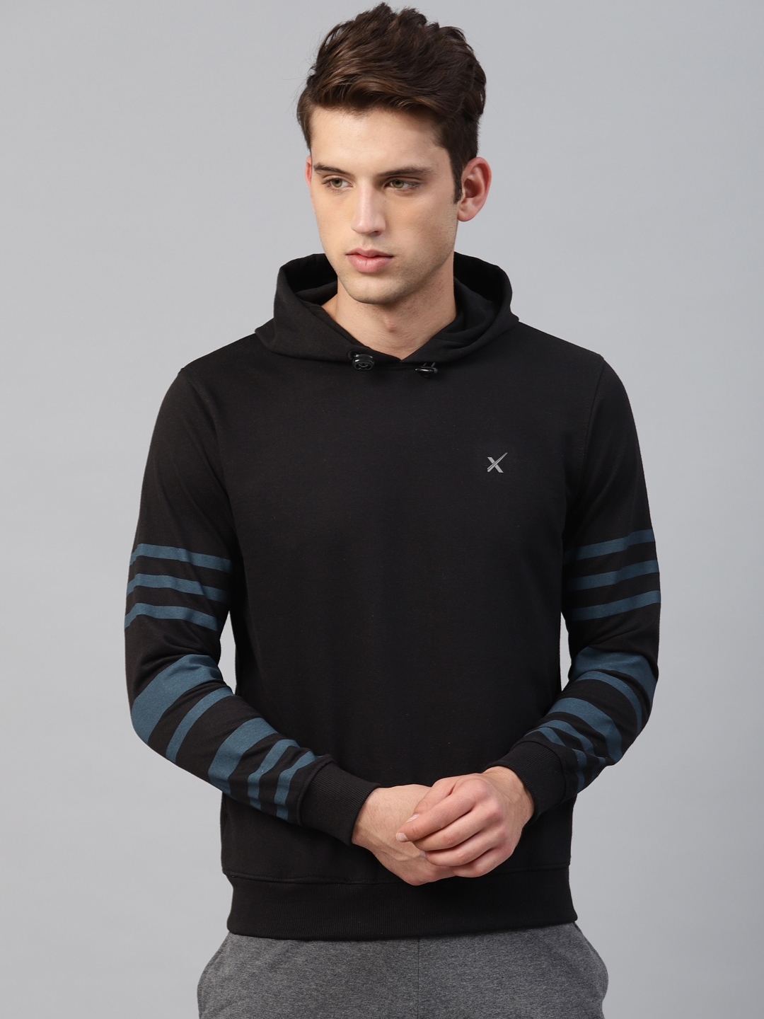 HRX by Hrithik Roshan Men Black Solid Hooded Sweatshirt