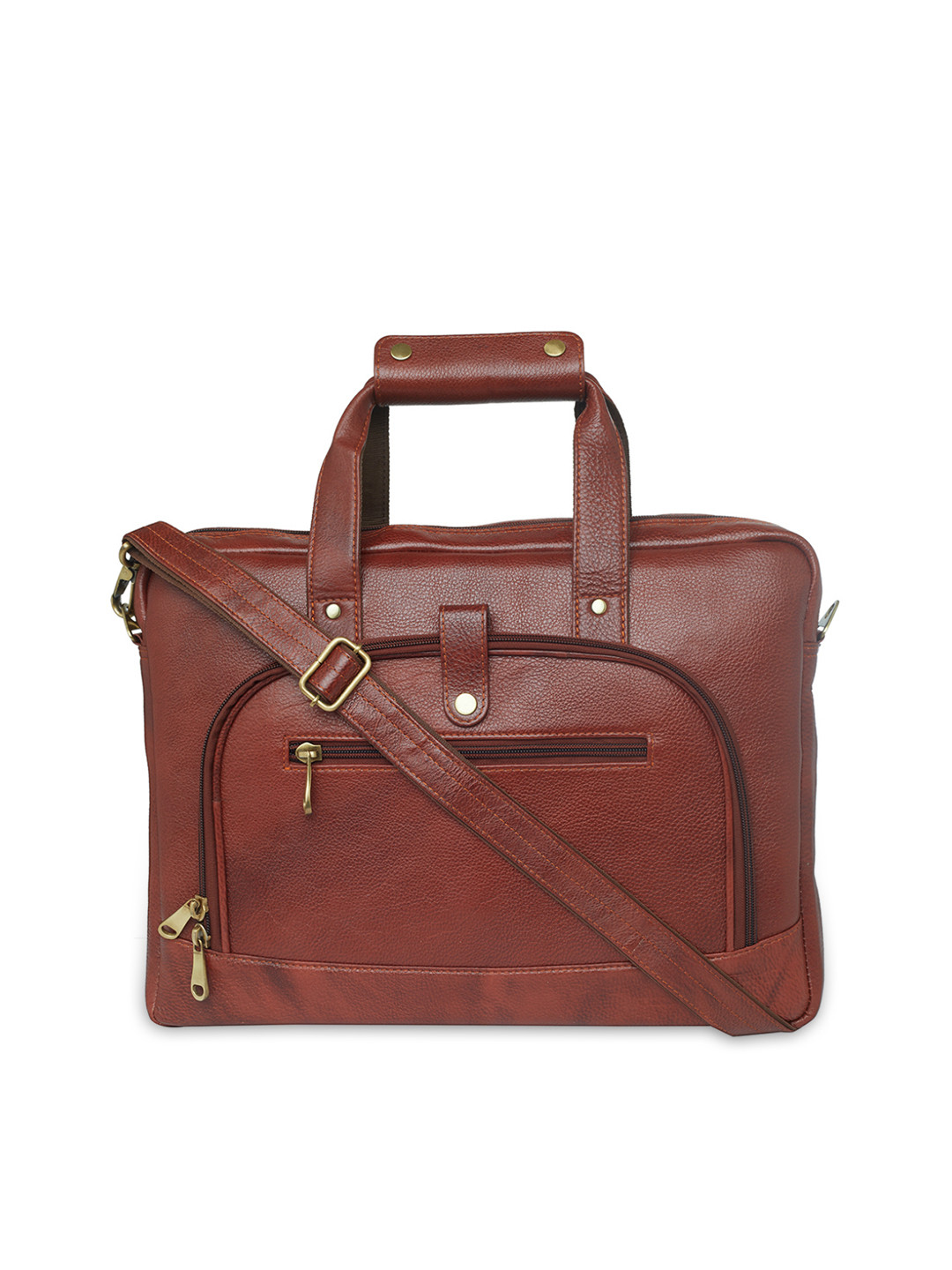 Buy Leather World Unisex Brown Solid Leather Laptop Bag Laptop Bag